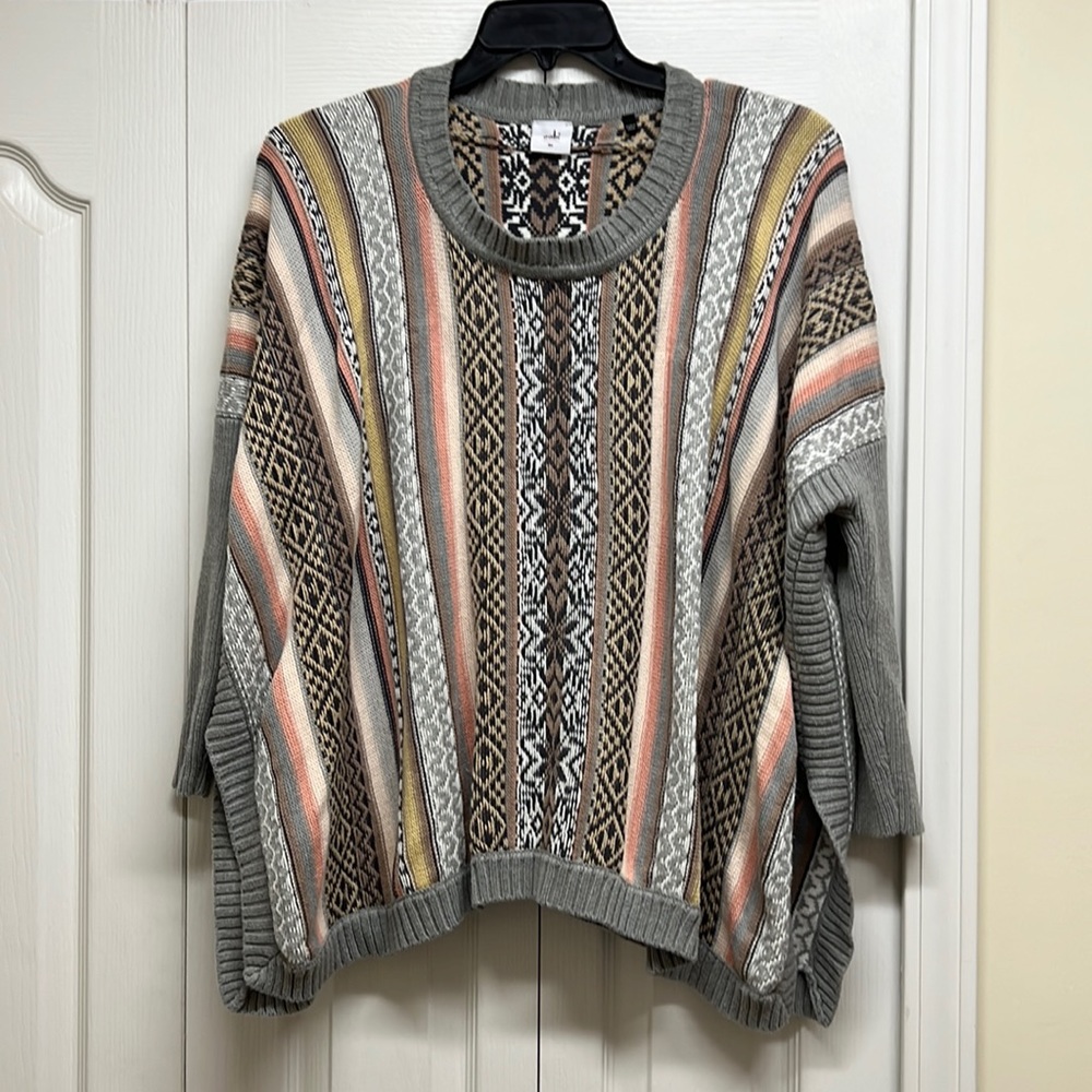 Cabi multicolored striped knitted oversized sweater size XS